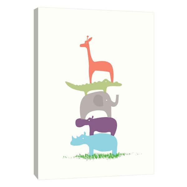 PTM Images 10 in. x 12 in. ''Stacked African Animals'' Printed Canvas Wall Art