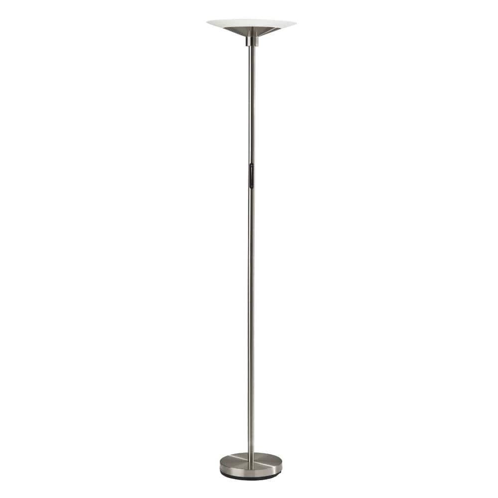HomeRoots 70.5 in. Silver Steel Led Torchiere Floor Lamp with