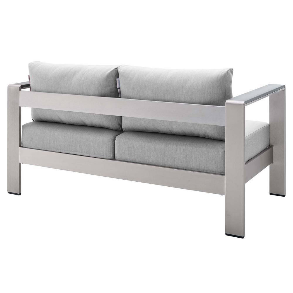 Gray Aluminum Outdoor Loveseat with Sunbrella Fabric
