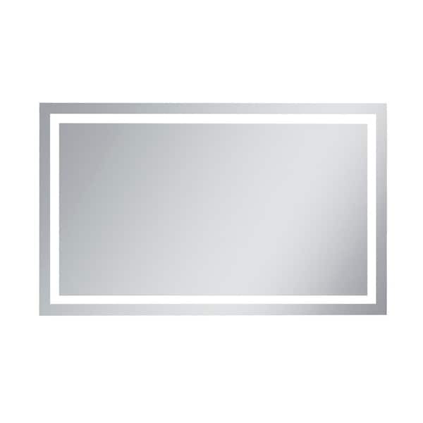 Unbranded Timeless 32 in. W x 60 in. H Framed Rectangular LED Light Bathroom Vanity Mirror in Silver