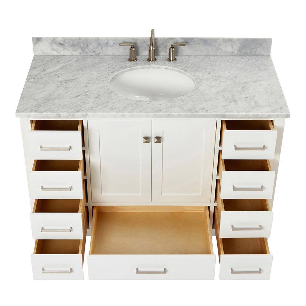 Cambridge 49" White Marble Top Single Bathroom Vanity