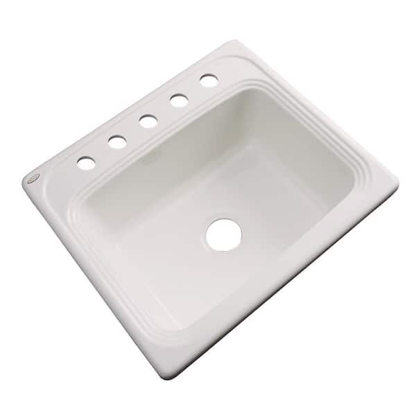 Thermocast Wellington Drop-in Acrylic 25x22x9 in. 5-Hole Single Bowl Kitchen Sink in Almond