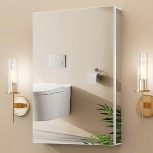 Vie 20 in. W x 30 in. H White Rectangular Recessed or Surface Mount Aluminum Medicine Cabinet with Mirror Tri-View Clear