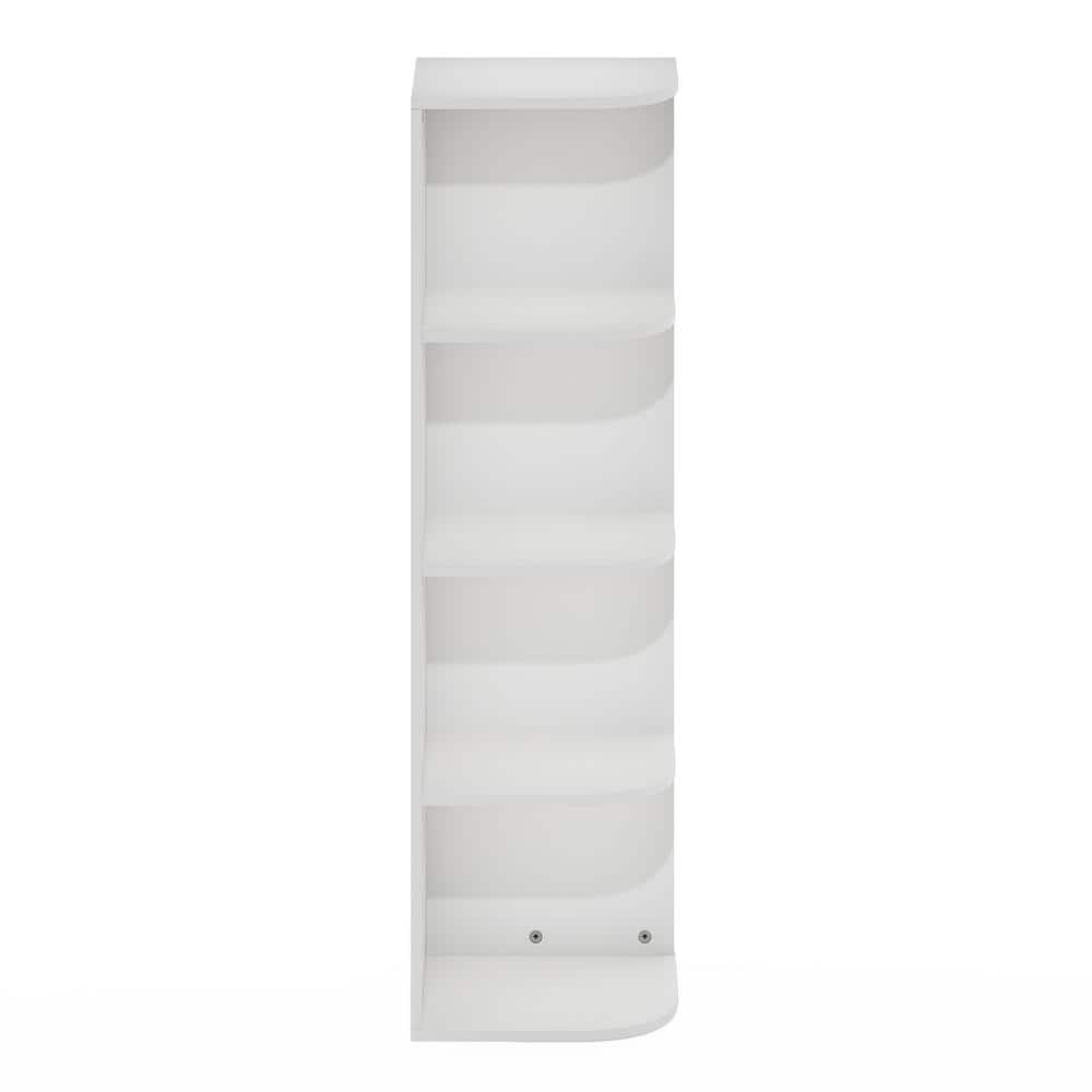 White Composite Wood 4-Tier Corner Bookcase