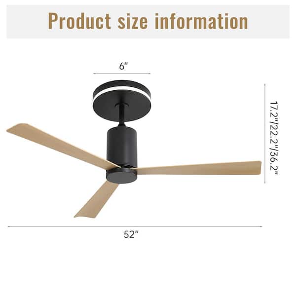 52 in. Indoor/Outdoor Integrated LED Modern Black Downrod Ceiling Fan with Light Kit and 6-Speed DC Remote