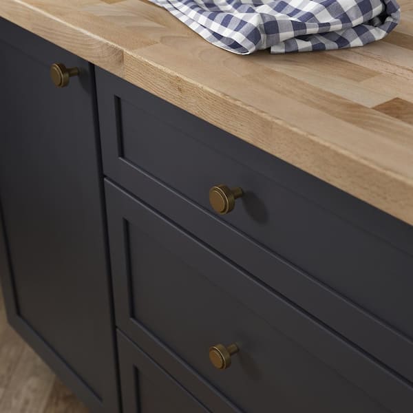 Soft Industrial 1-1/4 in. (32 mm) Vintage Brass Round Cabinet Knob