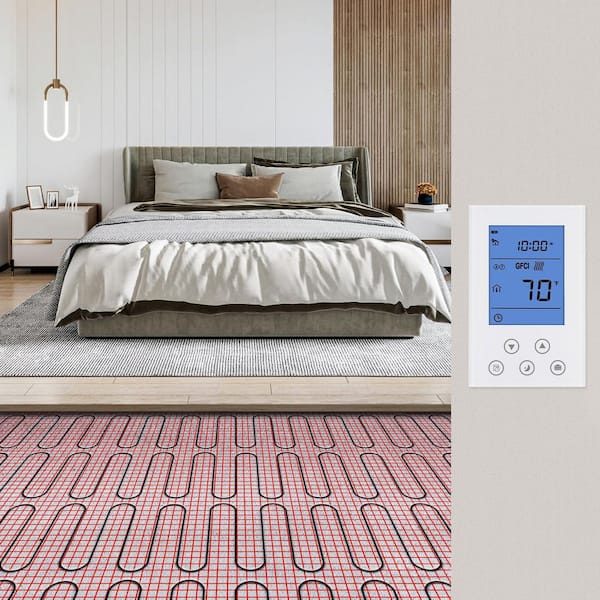 Floor Heating Mat 30 sq. ft. Electric Radiant in-Floor Heated Warm System with Digital Floor Sensing Thermostat Monitor