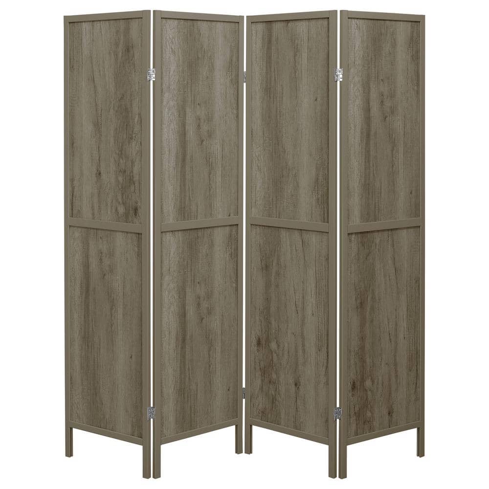 Gray Driftwood 70" 4-Panel Folding Screen with MDF and Pine