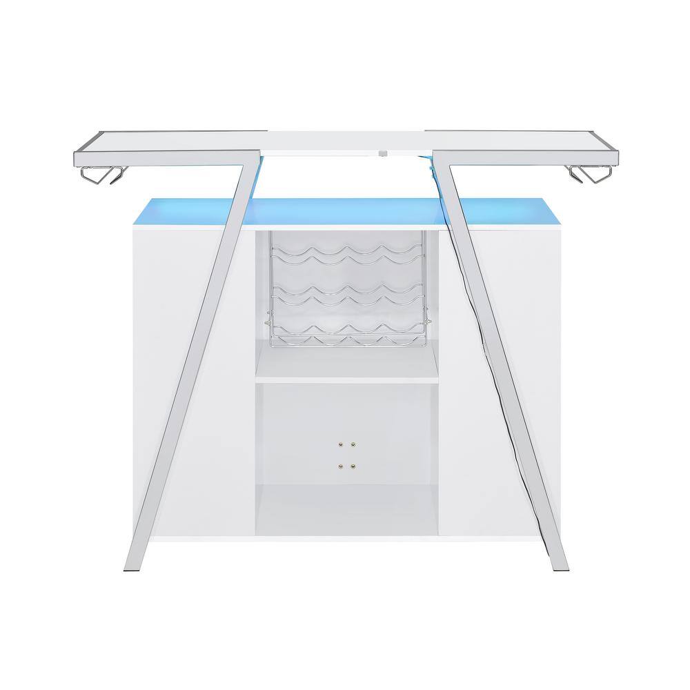 Zena 3-Piece White and Chrome Acrylic Bar Set with LED Lights
