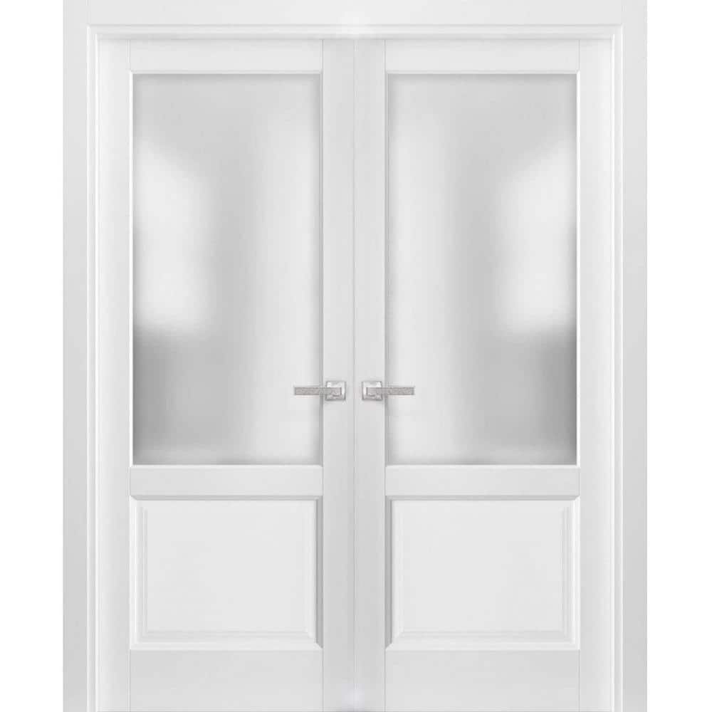 64 in. x 96 in. White Finished Universal/Reversible Clear Glass Solid Wood Assembly Required Interior Door Kit price history on PriceWatchPro