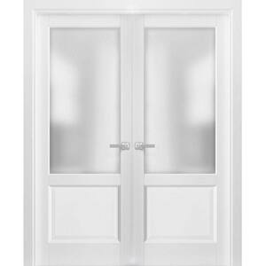 1422 48 in. x 84 in. Universal Handling Frosted Glass Solid Core White Finished Pine Wood Interior Door Slab
