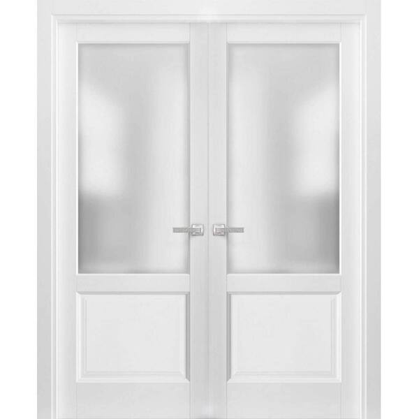 Sartodoors 1422 60 in. x 80 in. Universal Handling Frosted Glass Solid ...