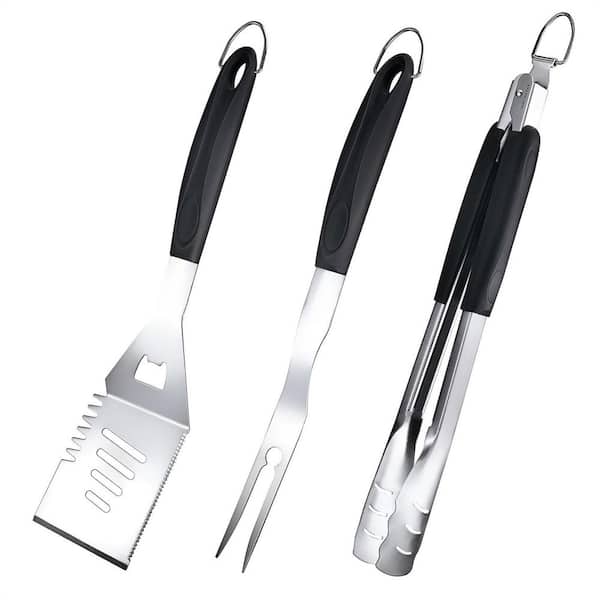 Large Heavy Duty Grill Accessories BBQ Set, Premium Stainless Steel Spatula, Fork, Tongs, Barbecue Utensils Tool Kit
