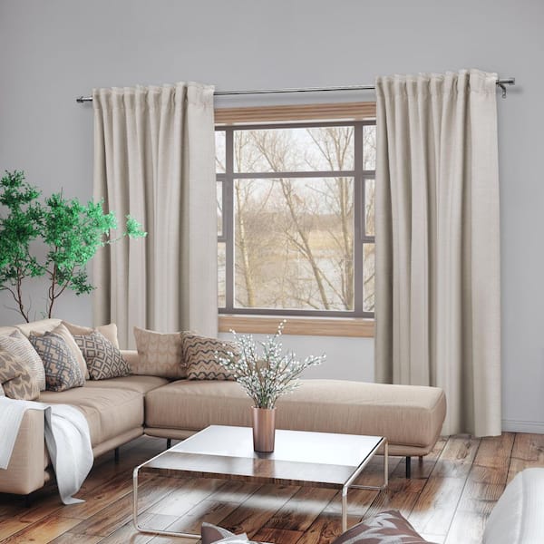 66 in.-120 in. Telescoping 3/4 in Single Curtain Rod Kit in Brushed Nickel with Cap Finial