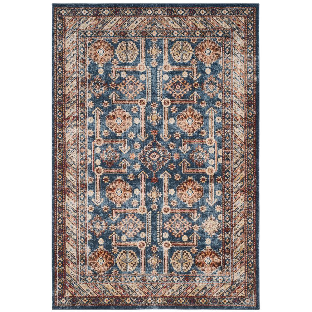 Bijar BIJ653 Power Loomed Indoor Area Rug - Royal/Ivory - 5'3"x7'6" - Safavieh