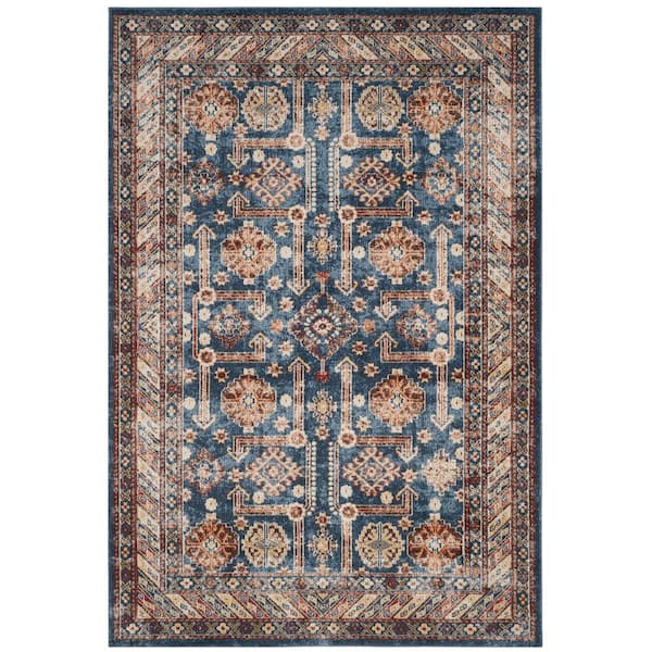 SAFAVIEH Bijar Royal/Ivory 5 ft. x 8 ft. Border Distressed Area Rug