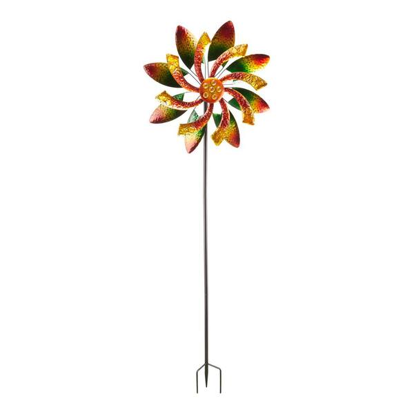 Windspiel Aus Metall – Rot-weiß-blau, 96,5 Cm Hoch, Mit Erdspieß Für Garten & Vorgarten