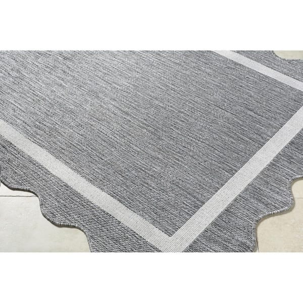 Miami Beach Charcoal Traditional Solid Color 6 ft. 7 in. x 9 ft. Indoor/Outdoor Area Rug