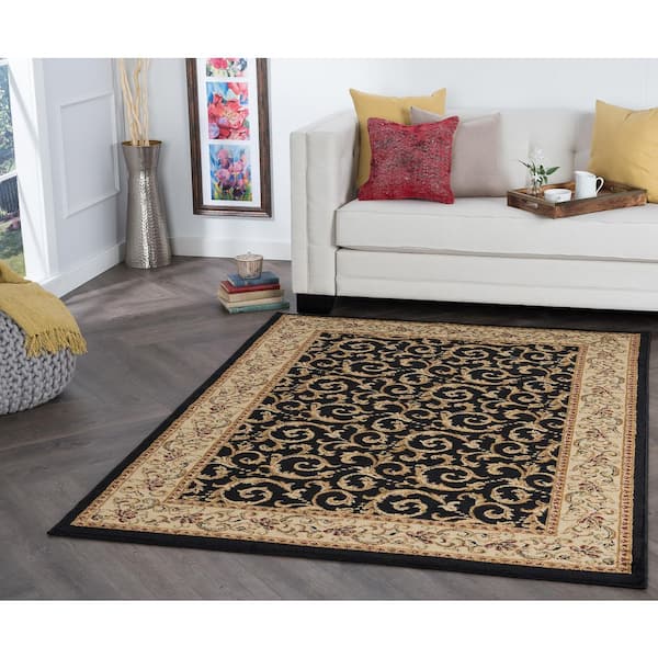 Elegance Oriental Black 5 ft. x 7 ft. Indoor Area Rug
