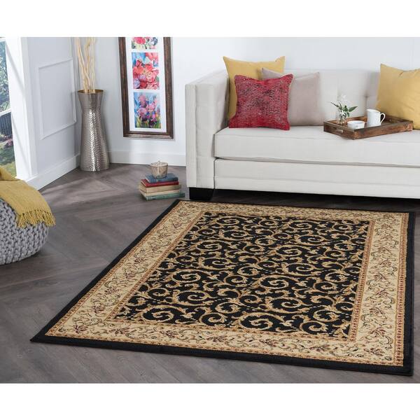 Elegance Oriental Black 9 ft. x 13 ft. Indoor Area Rug