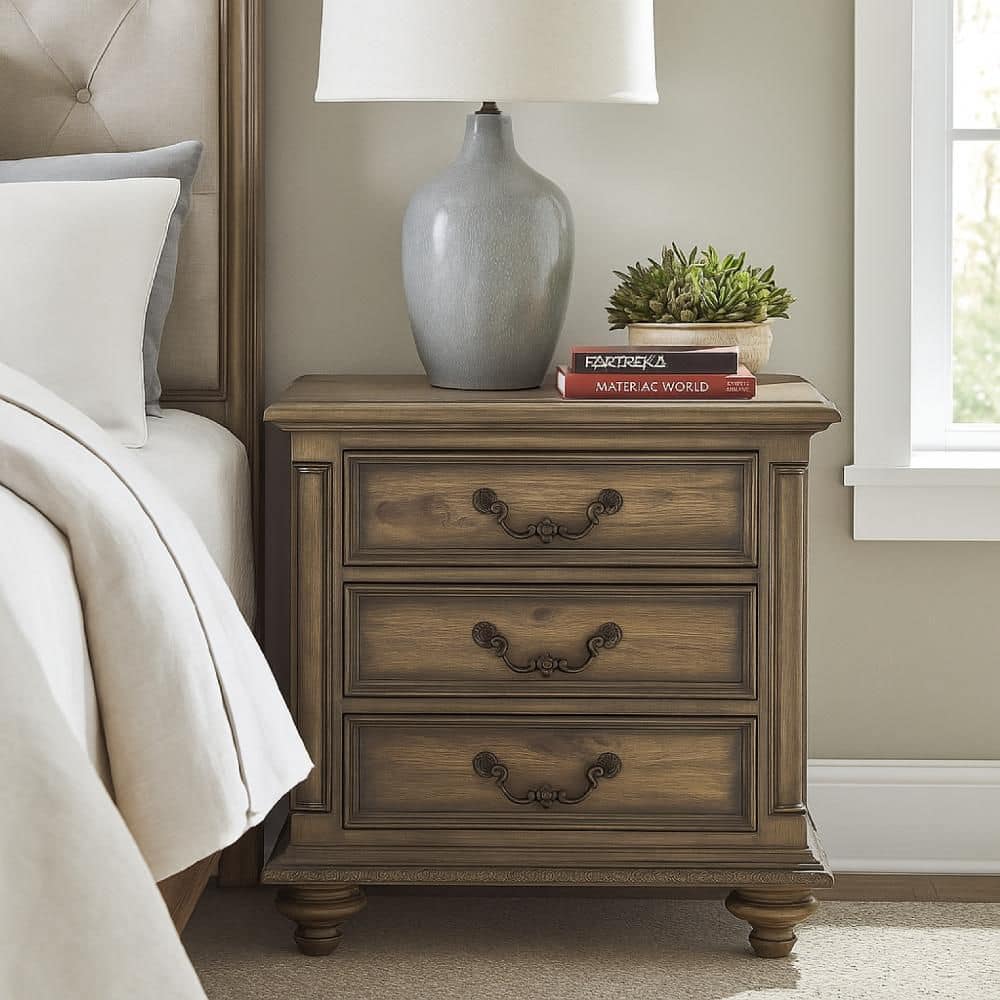 新品未使用 bush de brunt E-table タン tan Benjara Danya Brown 3 Drawer 28 in. W Nightstand BM295578 - The
