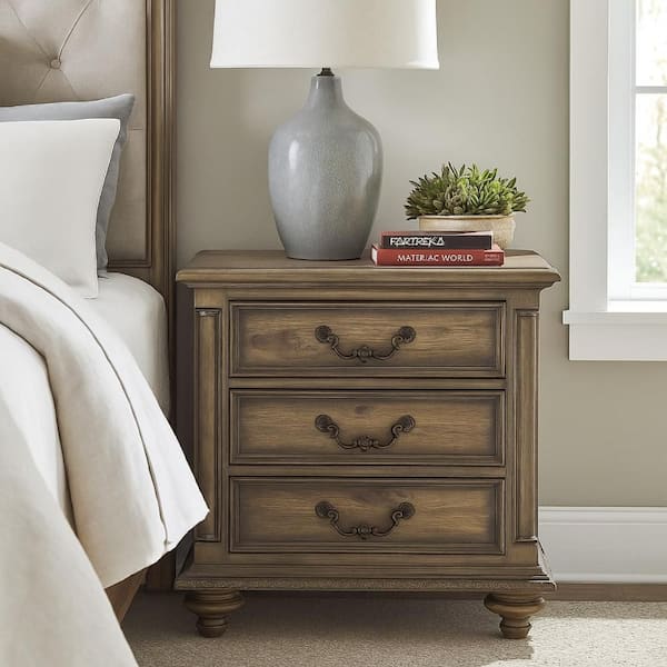 Danya Brown 3 Drawer 28 in. W Nightstand