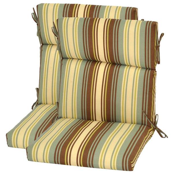 Plantation Patterns Lisbon Stripe High Back Outdoor Chair Cushion (2-Pack)-DISCONTINUED