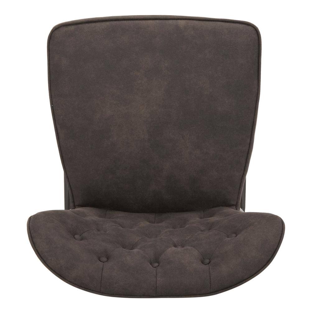 Transitional Grey Leather Swivel Counter Stool, 26"H