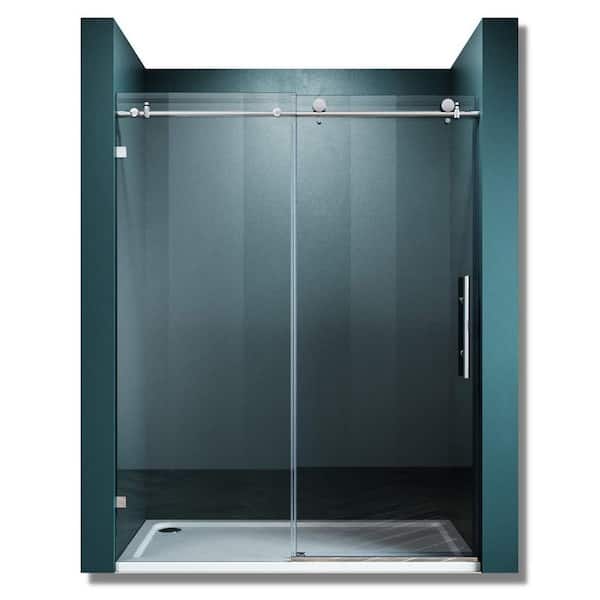 TOOLKISS 56 in. - 60 in. W x 74 in. H Sliding Framed Shower Door in Chrome Oil Rubbed Bronze Finish with Clear Glass