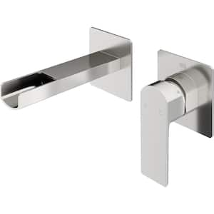 Atticus Single Handle Wall Mount Bathroom Faucet in Brushed Nickel