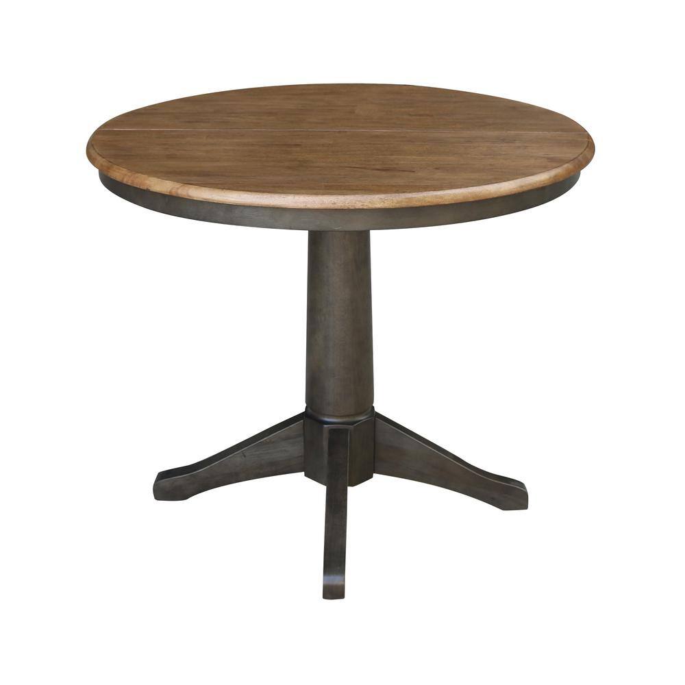 Hickory Top Extendable Round Dining Table in Washed Coal