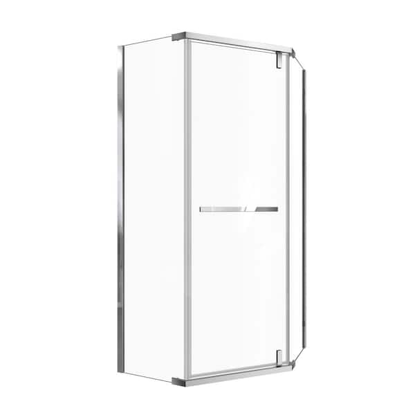36 in. W x 72 in. H Neo Angle Pivot Frameless Corner Shower Enclosure in Chrome Finish with Clear Glass