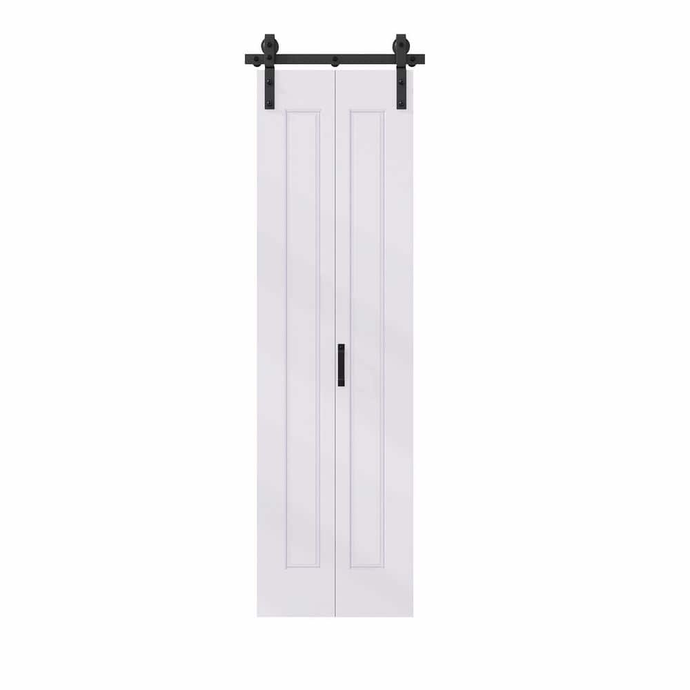 24 in. x 84 in. Assembled Bi-Fold 1 Panel White Primed DIY Available Hollow Core MDF Sliding Barn Door with Hardware Kit price history on PriceWatchPro