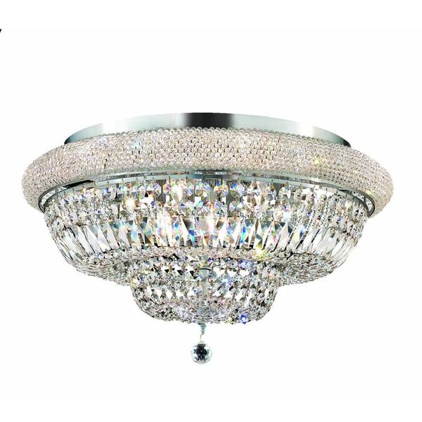 Elegant Lighting 15-Light Chrome Flushmount with Clear Crystal