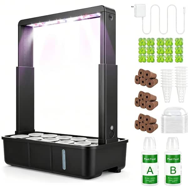 15-pod countertop hydroponic planter with LED light for growing lettuce, herbs and vegetables indoors