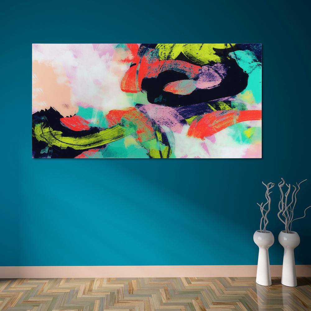 Colorful Abstract Tempered Glass Wall Art, 72" x 36"