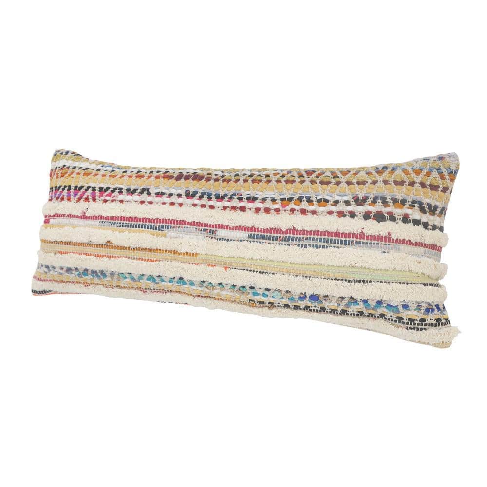 White Chevron Striped Rectangular Throw Pillow, 14" x 36"