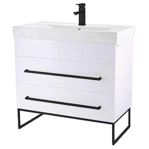 Concordia 36 in. W x 18.11 in. D x 33.50 in. H Bathroom Vanity Side Cabinet in White Matte with White Ceramic Top