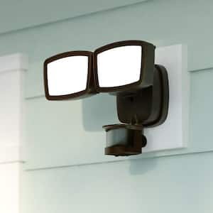 Bronze Integrated LED Motion Sensor Dusk to Dawn Outdoor Security Flood Light - 180-Degree Range - 70 ft.