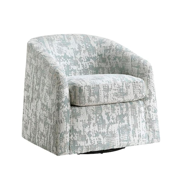Lazzara Landers Green Jacquard Fabric Upholstery Swivel Arm Chair