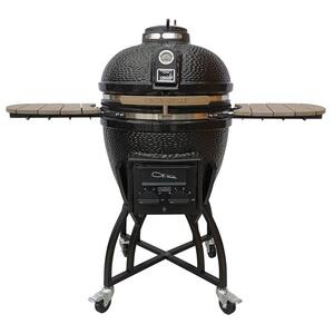 Lifesmart 22 in. Kamado Ceramic Charcoal Grill in Blue with Free Cover ...