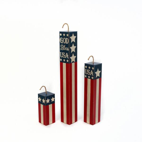 GERSON INTERNATIONAL Assorted Wood Americana Firework Home Decor (Set of 3)