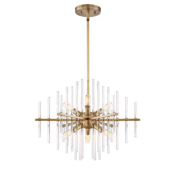 Designers Fountain Reeve 6-Light  Brushed Antique Bronze Chandelier with Clear Glass Rods For Dining Rooms