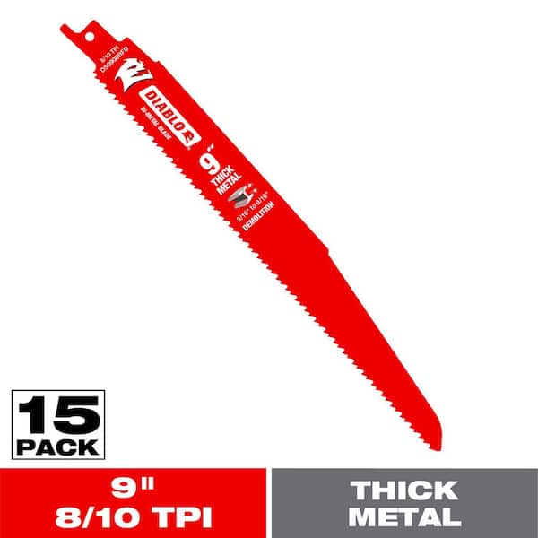9 in. 8/10 TPI Bi-Metal Reciprocating Saw Blades for Thick Metal