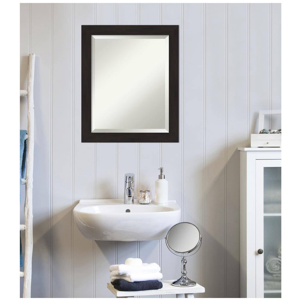 Espresso Brown Beveled Wall Mirror with Polystyrene Frame