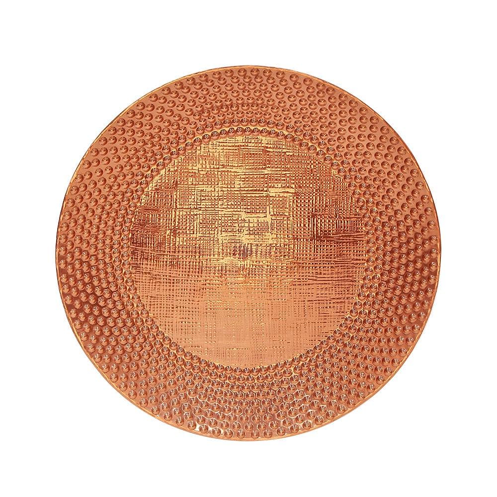 Classic Hammered Copper-Plated Metal Birdbath, 15" Diameter