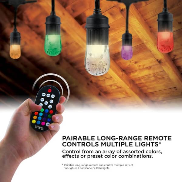 Enbrighten Bundle - Seasons Color-Changing LED Landscape Lights (9 Lights,  80ft. Black Cord) with Enbrighten Outdoor Plug-in 2-Outlet WiFi Smart