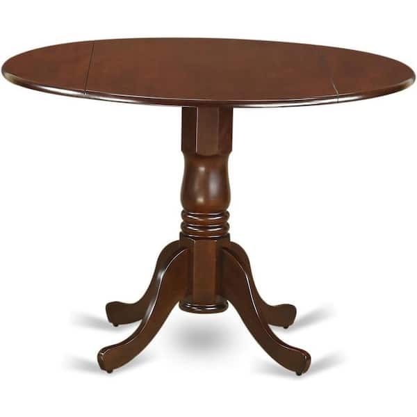 3-Piece Round Mahogany Finish Solid Wood Top Dining Table with 2-Chairs with Lattice Back