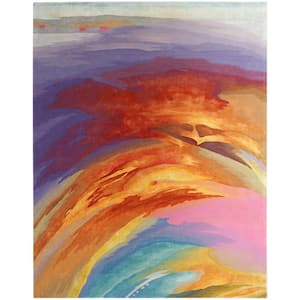 Prismatic Multicolor 10 ft. x 14 ft. Watercolor Abstract Contemporary Area Rug