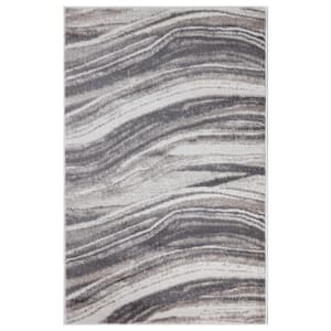 Jefferson Collection Marble Stripes Gray 3 ft. x 4 ft. Area Rug